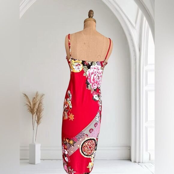 Natori Private Luxuries Red Floral Print Silky Slip Dress Size Large - Picture 3 of 12